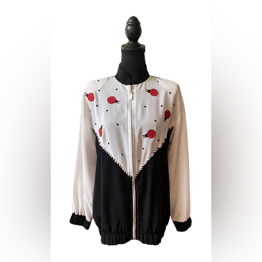 Silver Threads: Vintage Ladybug Zip Up Jacket